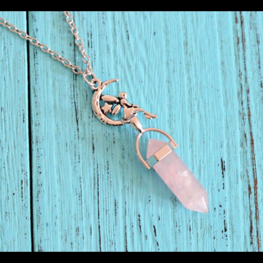 BRAND NEW Rose Quartz With Fairy On The Moon